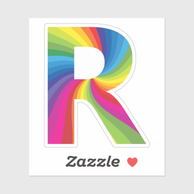 Sticker Alphabet arc-en-ciel couleur mignon R (Feuille)