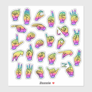 Sticker Alphabet ASL Arc-en-Ciel – Éducatif et Expressif