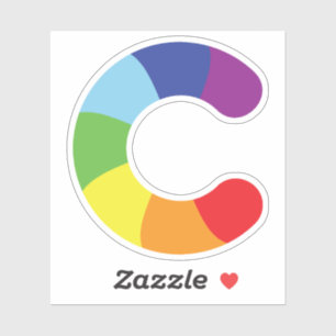 Sticker Alphabet C arc-en-ciel coloré mignon