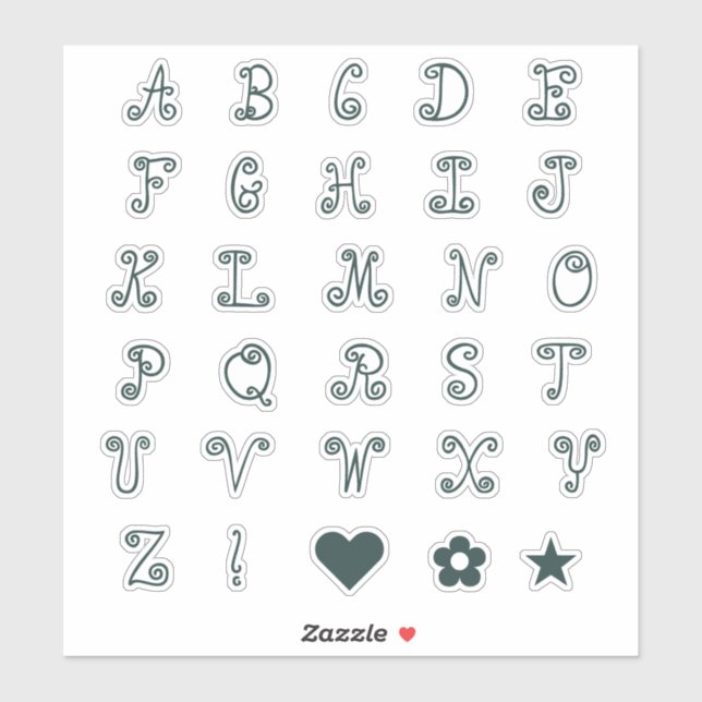 Sticker Alphabet de police verte de la forêt tourbillonnan (Feuille)