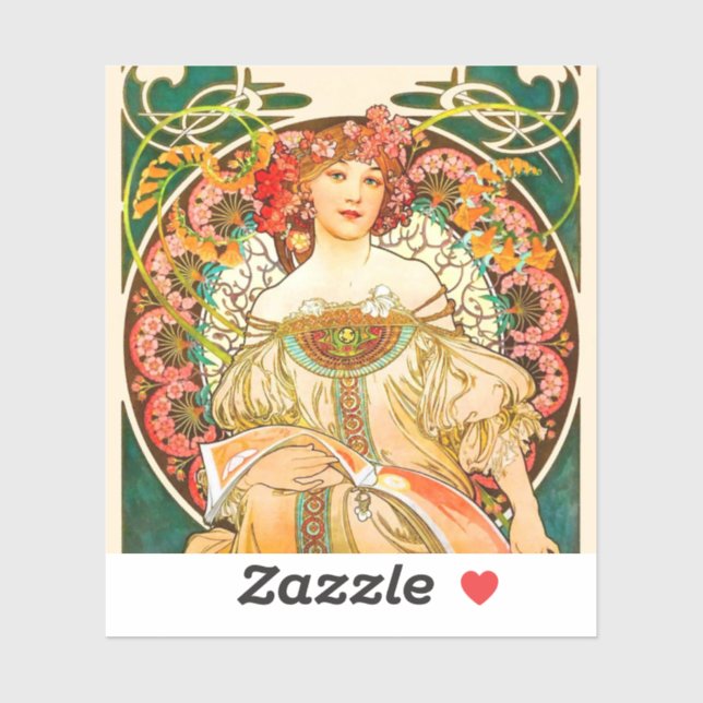 Sticker Alphonse Mucha Art Nouveau Daydream (Feuille)