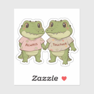 Sticker Always Together: Cute Crocodile Couple