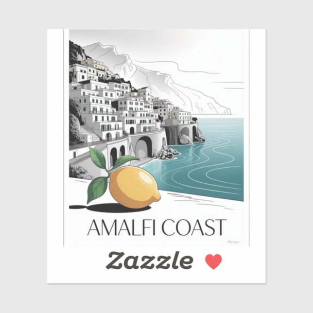 Sticker Amalfi Coast Minimalist Line Art (Feuille)