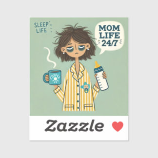 Sticker Amant Mère Drôle - "Maman Vie 24/7" - Maman Épuisé