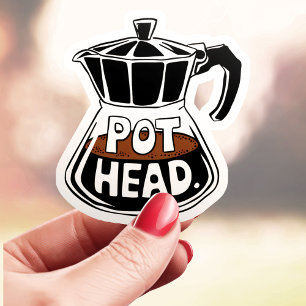 Sticker Amateur de café Pot Head Vinyle