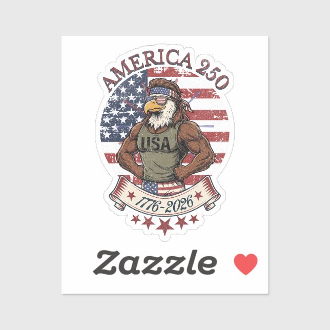 Sticker America 250 Fun Patriotic Eagle 4th of July Art (Feuille)