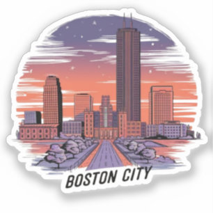 Sticker America Boston City Skyline, Boston Ma Us Skyline