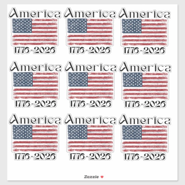 Sticker America Flag 1776 to 2026 USA 250th Anniversary  (Feuille)