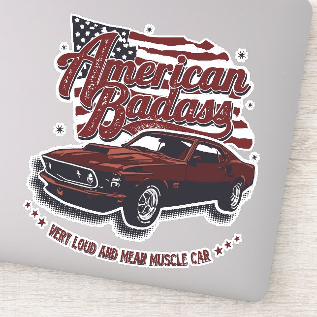 Sticker American Badass très forte moyenne voiture muscula (Détail)