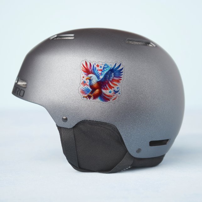 Sticker American Eagle Patriotique Design Rouge Blanc Bleu (Côté casque)
