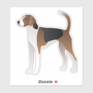 Sticker American Foxhound Chien race Vue latérale Silhouet