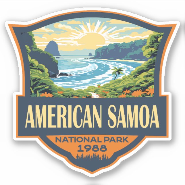 Sticker American Samoa National Park Illustration Retro (Devant)