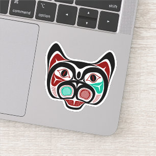 Sticker Amérindien Rouge Blanc Noir Haida Kitty