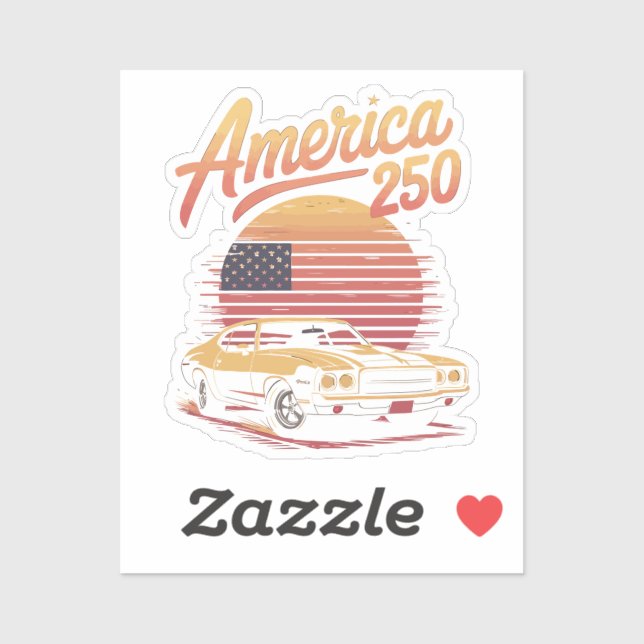 Sticker Amérique 250 US Rétro Coucher de soleil (Feuille)