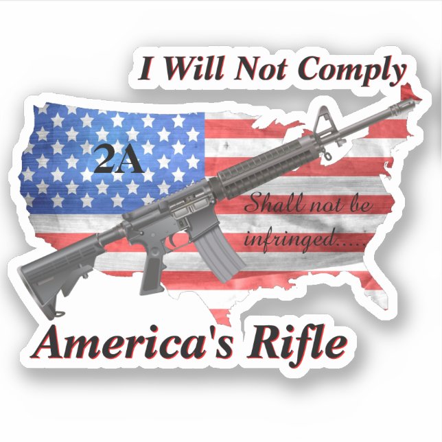 Sticker Amérique Favorite Rifle USA Drapeau Je ne me confo (Devant)