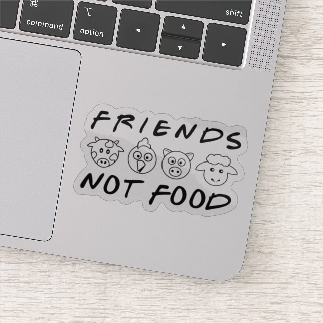 Sticker Amis, pas nourriture, activisme végétalien, (Détail)