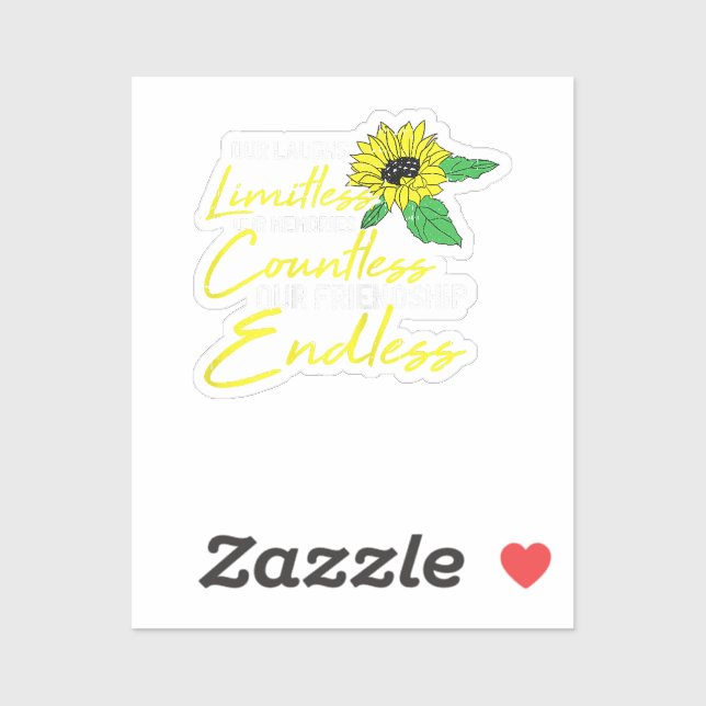 Sticker Amitié Meilleur Ami Cute Sunflower Bestie BFF M (Feuille)