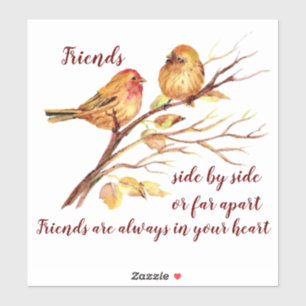 Sticker Amitié mignonne Oiseaux et citation