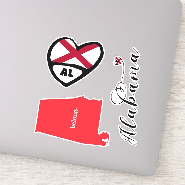 Sticker Amour Alabama, Décalages Découpe, 3 Designs (Détail)