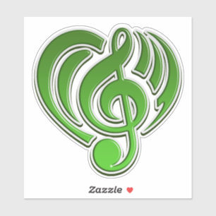 Sticker Amour Musical Note de Musique Verte DJ