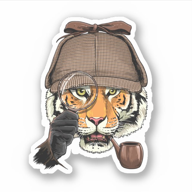 Sticker Amoureux des animaux Safari de tigre détective de  (Devant)