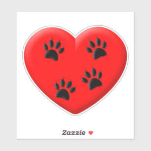 Sticker Amoureux des chats Red Heart Et Paws