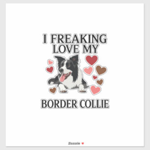 Sticker Amoureux fou de Border Collie Chien Hearts_1