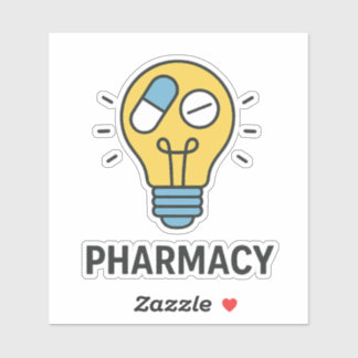 Sticker ampoule avec deux pilules médicales à l'intérieur