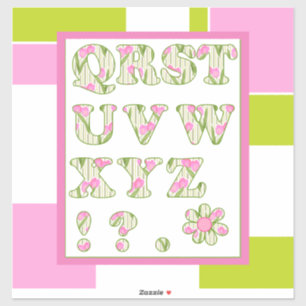 Sticker Amusant alphabet, alphabet fleuri, alphabet pour e