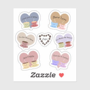 Sticker Amusant jeu d'autocollants Puns à café