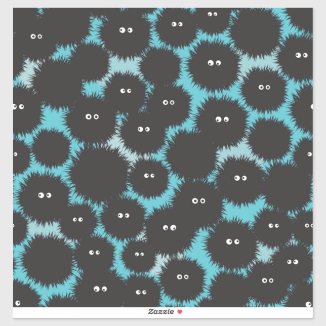 Sticker Amusant monstres noirs moelleux (Feuille)