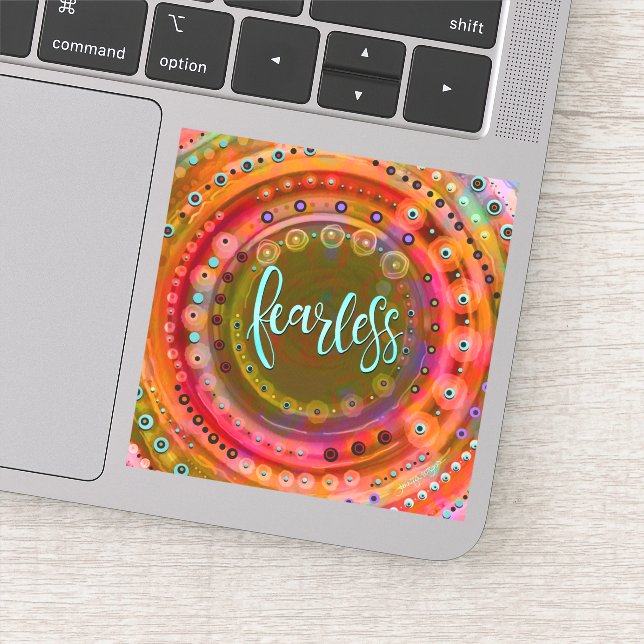 Sticker Amusant Unique Inspirationnel Coloré Sans peur (Détail)