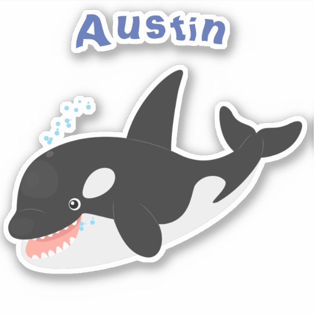 Sticker Amusante baleine orque mignonne dessin animé (Devant)