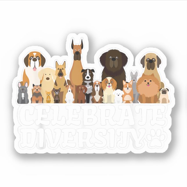 Sticker Amusante chemise de chien 'Célébrer la diversité'  (Devant)