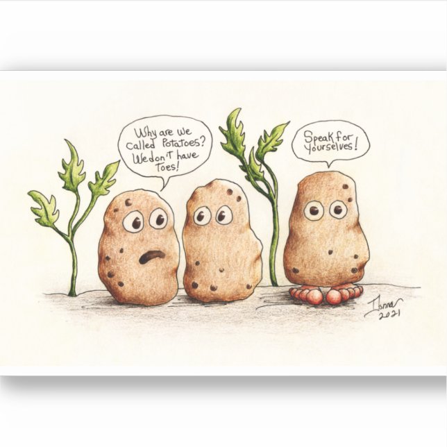 Sticker Amusante Pomme de terre Contour Coupe (Devant)