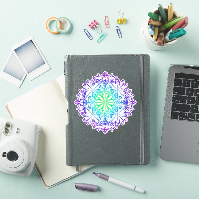 Sticker Amusement amusant boho design de tourbillon floral (Couverture iPad)