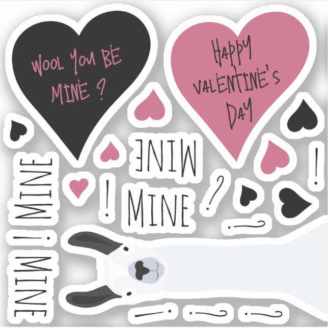 Sticker Amusement Mine Mine Mine Mine Valentines Llama Thè (Devant)