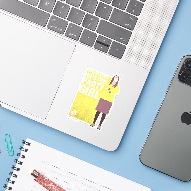 Sticker Amy | Downtown Hipster Party Girl (Ordinateur portable avec iPhone)