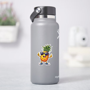 Sticker Ananas en caricature cool avec lunettes de soleil