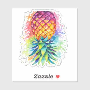 Sticker Ananas haut en bas coloré