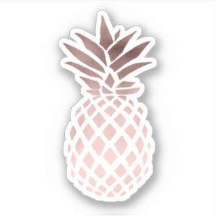 Sticker Ananas rose assez girly moderne élégant d'or