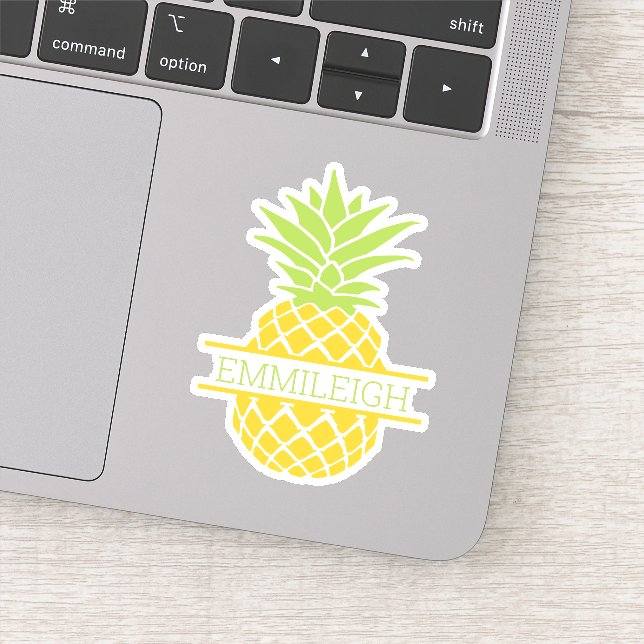 Sticker Ananas vert jaune personnalisé (Détail)