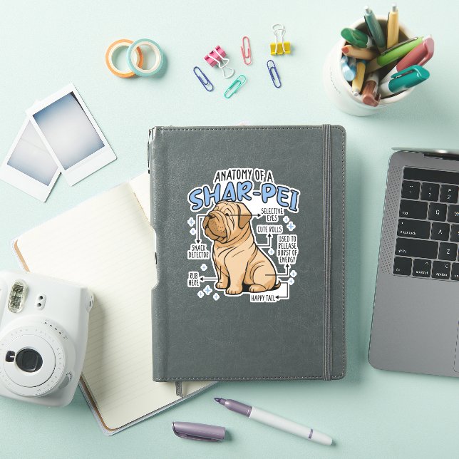 STICKER ANATOMIE D'UN CHIEN SHARPEI (Couverture iPad)