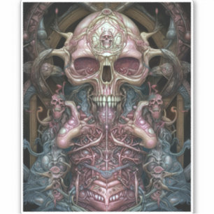 Sticker Anatomie surréaliste Crâne Horreur Sci-Fi Art