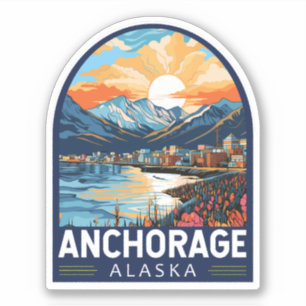 Sticker Anchorage Alaska Travel Art Emblem