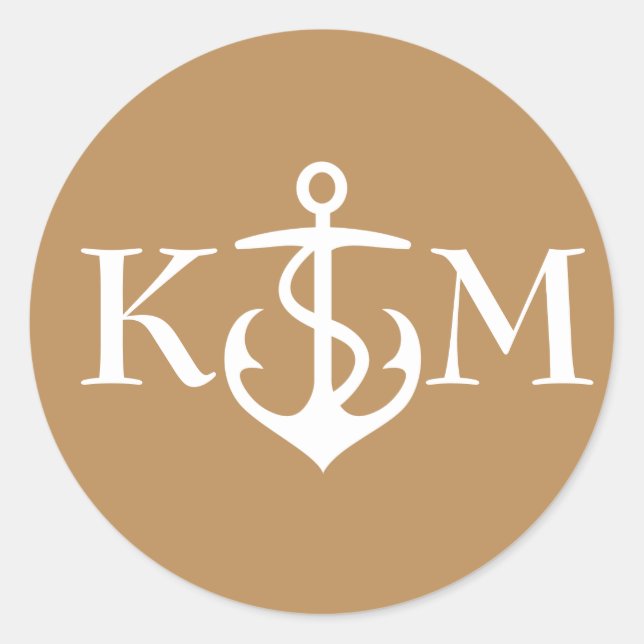 Sticker Ancre avec initiaux en or (Devant)