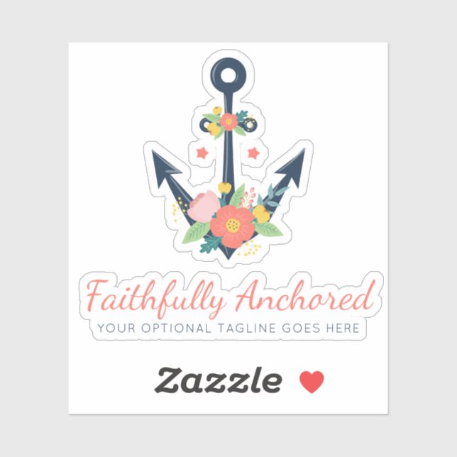 Sticker Ancre florale Foi nautique Marine & Coral Logo (Feuille)