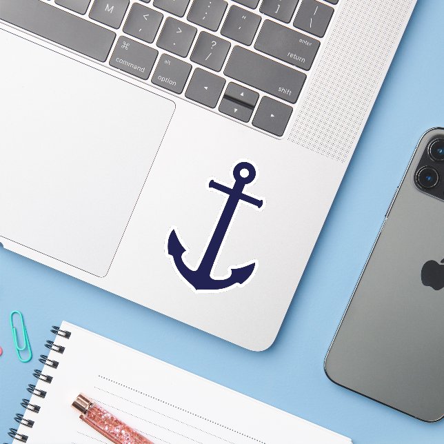 Sticker Ancre marine Bleu (Ordinateur portable avec iPhone)