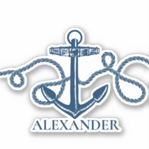 Sticker Ancre nautique Monogramme personnalisé