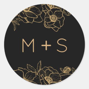 Sticker Anemone Bouquet Mariage Classic Round